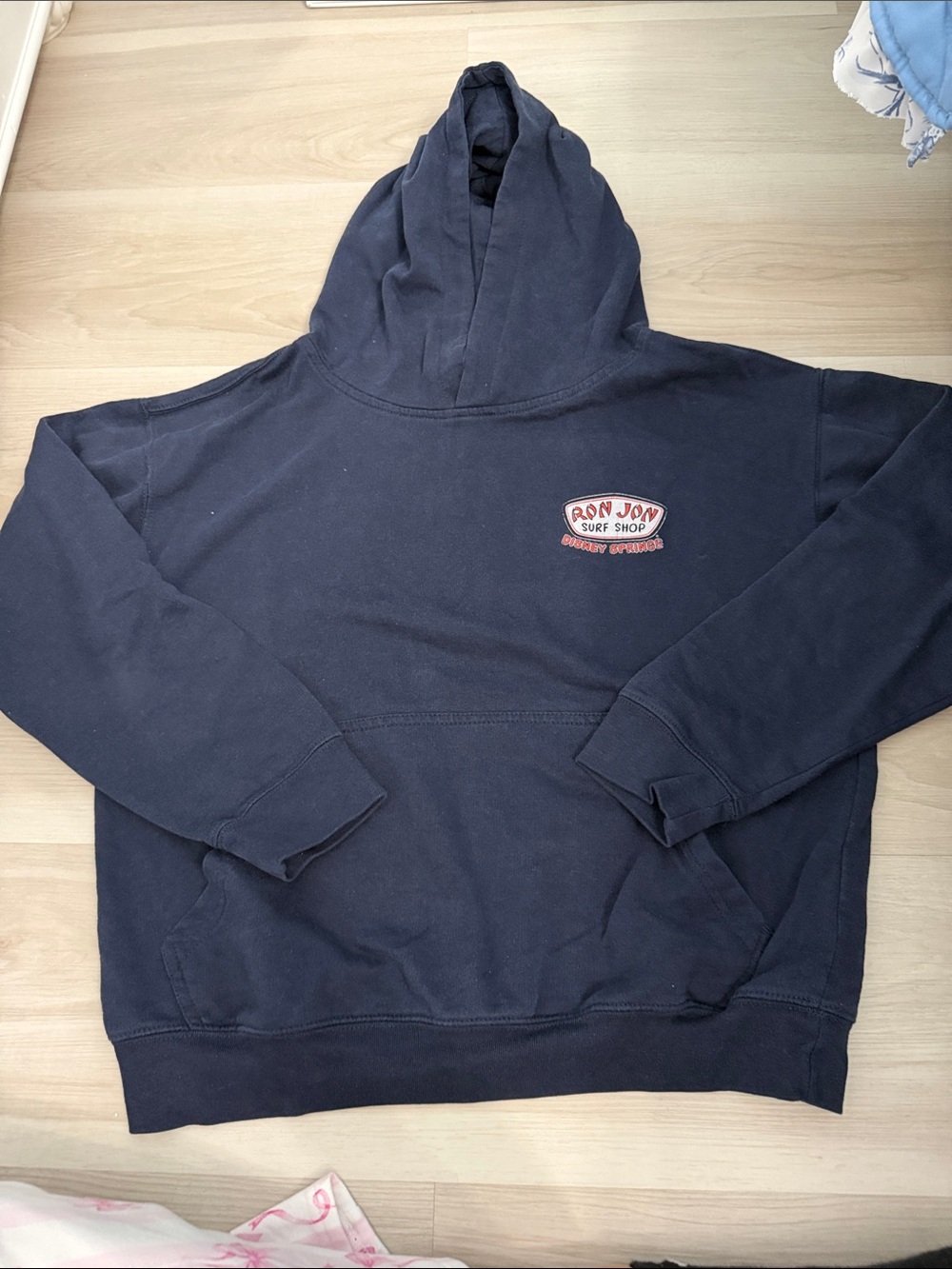 Ron Jon Navy Blue Pullover Hoodie with Chest Logo